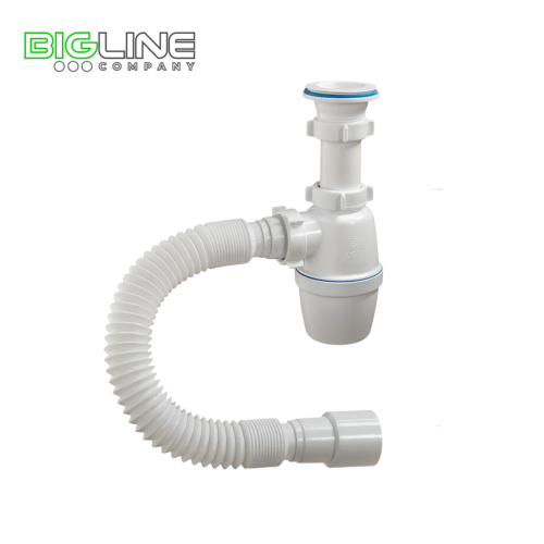 Сифон ОРИО А-7001 бутылочный 1 12х40 мм с пласт. решеткой д.70мм и гибкой трубой 40-4050 (35)