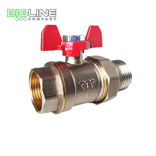 Кран шаровой латунь 12 PN40 никель ВРНР американка бабочка РТП