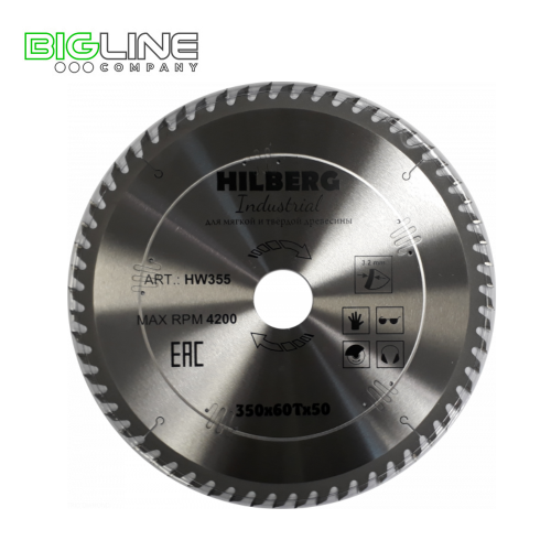 Диск Hilberg Industrial пильный по дереву d350 60
