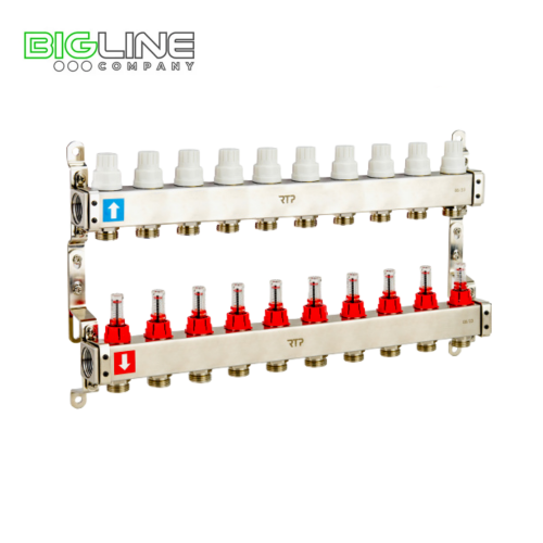 Коллекторная группа с расходомером и кронштейном, 3-4  нерж.сталь 1-10 вых, РТП