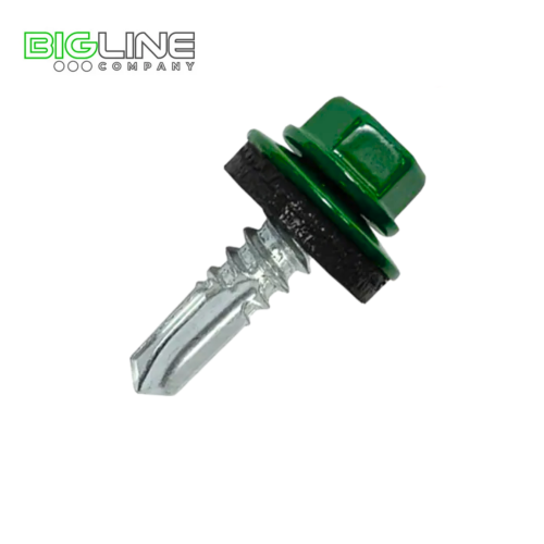 Шуруп с шестигранной головкой , со сверлом  4,6х19 RAL6005 зеленый