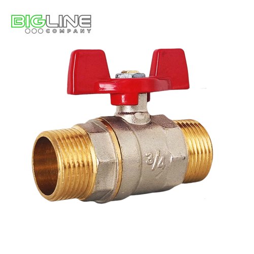 Кран шаровой латунь 34 PN25 никель НРНР бабочка РТП