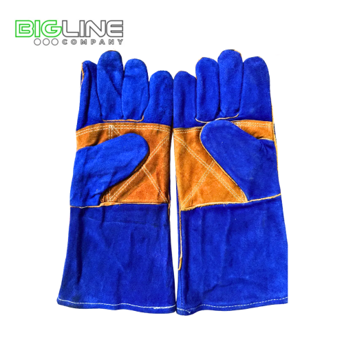 Краги спилковые утеплённые синие