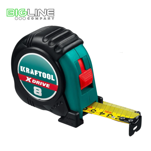 Рулетка KRAFTOOL NYLON 8м25мм с ударостойким обрезиненным корпусом