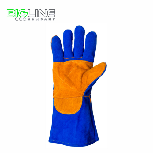 Краги спилковые синие с подкладом усиленные А0029