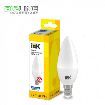 Лампа светодиодная LED ALFA С35 свеча 10W 230В 6500К E14 ИЭК