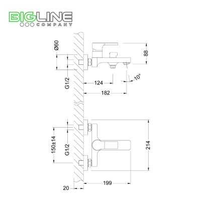 Смеситель LEMARK LM0614C Aura для ванны,с коротким изливом,дивертор с керамич.пластинами, хром