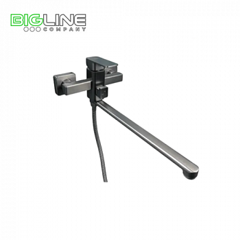 Смеситель ZEGOR LЕB7-B123 MG одноруч. для ванны,оружейная сталь, дивертор повор-й (8)