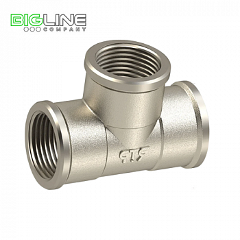 Тройник латунь никель Ду 12 ввв РТП