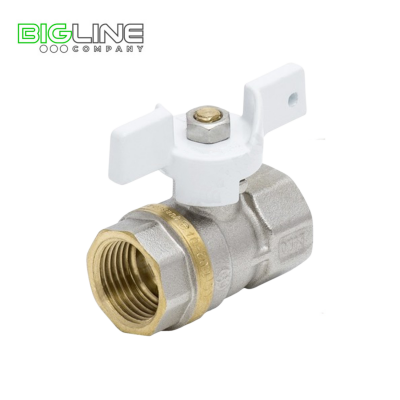 Кран шаровой латунь никель Standart Ду25 Ру25 ВРВР бабочка Aquasfera (60)