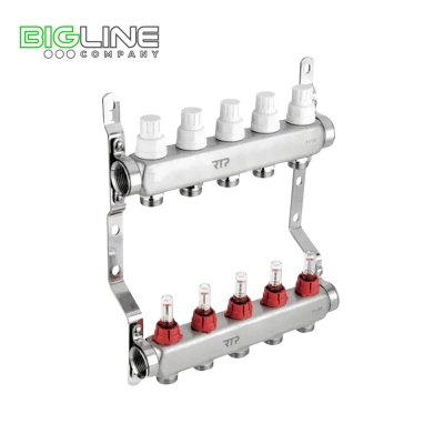 Коллекторная группа с расходомером и кронштейном, 3-4 нерж. сталь 15 вых, РТП