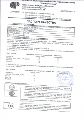 Паспорт качества