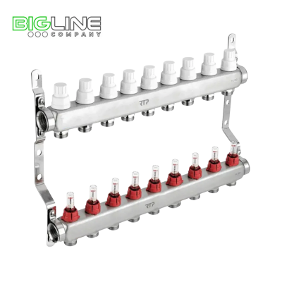 Коллекторная группа с расходомером и кронштейном, 3-4 нерж. сталь 19 вых, РТП