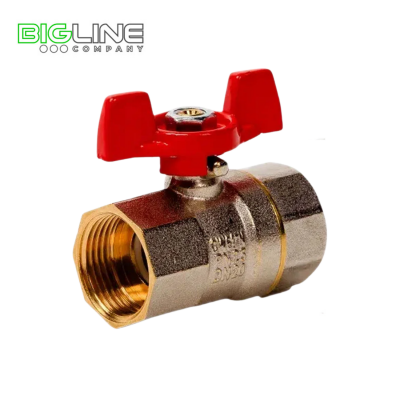 Кран шаровой латунь 34 PN25 никель ВРВР бабочка РТП