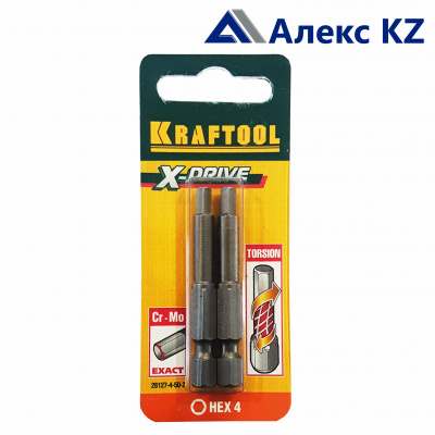 Набор БИТ KRAFTOOL "EXPERT" тип хвостовика Е1/4, НЕХ4, 50 мм, 2 шт (10)