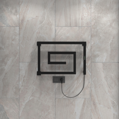Полотенцесушитель нерж.INDIGO Lira 40*60 electro (таймер,скрытый v-провод справа,чёрный муар)