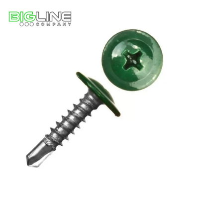 Шуруп с прессшайбой  со сверлом 4,2х16 RAL6005 зеленый (по 40 пач./0,4 кг) NURMAX