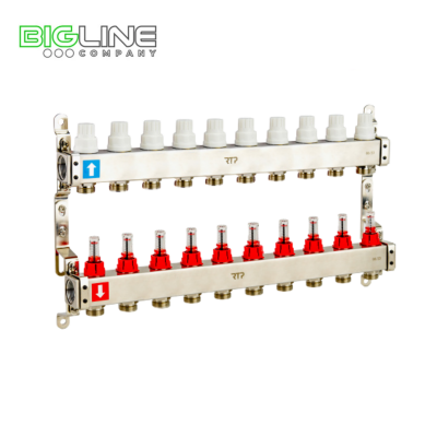 Коллекторная группа с расходомером и кронштейном, 3-4  нерж.сталь 1-10 вых, РТП