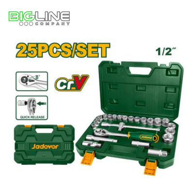 Набор головок с трещеткой  1,2,в кейсе  25pcs. головки 10-32мм. Jadever