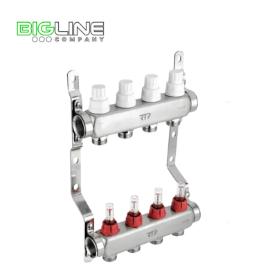 Коллекторная группа с расходомером и кронштейном, 34 нерж.сталь 111 вых, РТП (14)