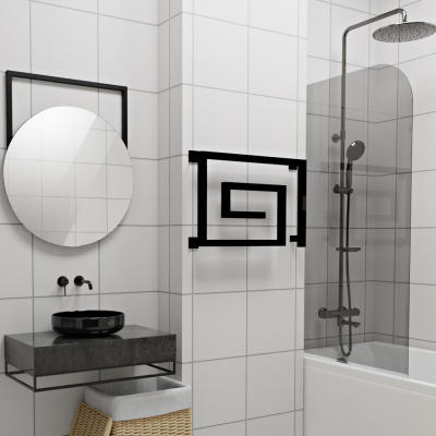 Полотенцесушитель нерж.INDIGO Lira 40*60 electro (таймер,скрытый v-провод справа,чёрный муар)
