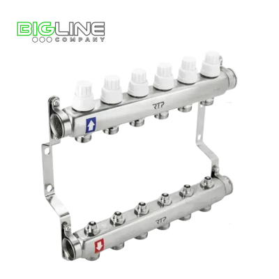 Коллекторная группа с ручными регулир. клапанами и кронштейном, 34 нерж.9 вых, РТП (16)