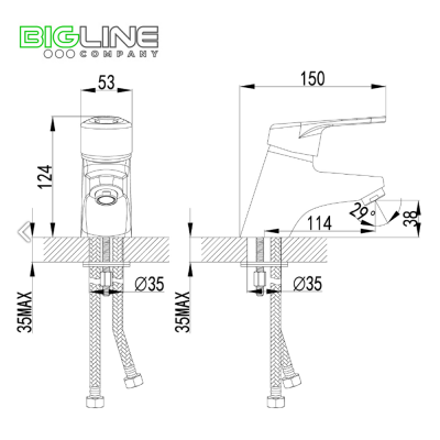 Смеситель LEMARK LM4106C Luna для умывальника монолитный, хром