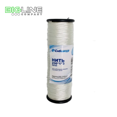 Нить кручёная п/п белая катушка-50г Сибшнур (150)