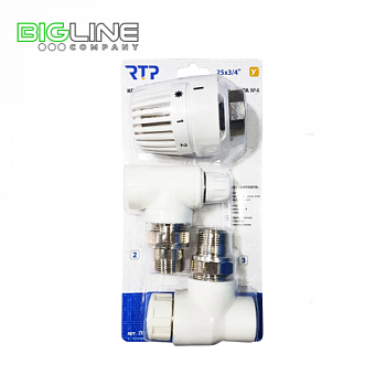 Комплект №4 (Термостат.клапан угловой,клапан запорный угловой,термостат.головка) PPR 2534 РТП (17)