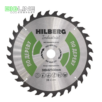 Диск Hilberg Industrial пильный по дереву d300*30*32T (10)