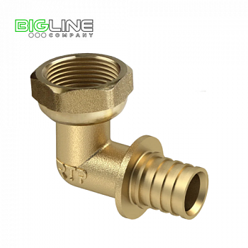 Угольник с накидной гайкой аксиальный латунь 1612 желтый РТП (10250)