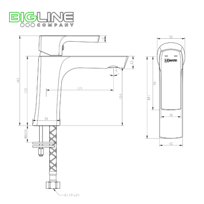 Смеситель LEMARK LM7206BL Ursus для умывальника монолитный, чёрный