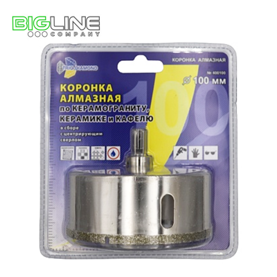 Коронка алмазная по керамике и кафелю с центрирующим сверлом 100 мм Trio Diamond