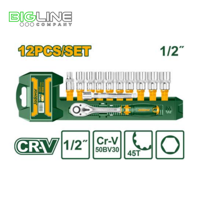 Набор головок с трещеткой 1.2 12pcs. 10 головок -10-24мм Jadever