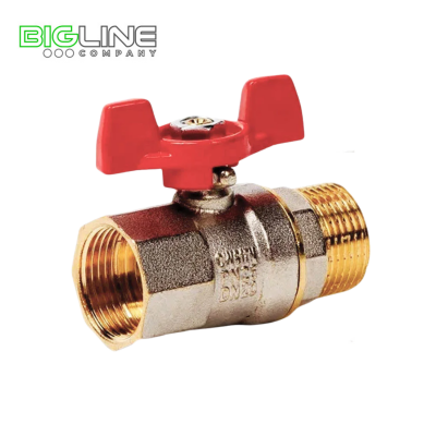 Кран шаровой латунь 1 PN25 никель ВРНР бабочка РТП