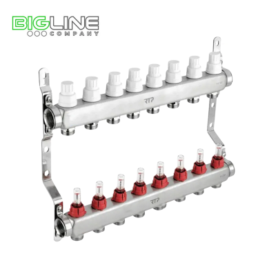 Коллекторная группа с расходомером и кронштейном, 3-4 нерж. сталь 18 вых, РТП