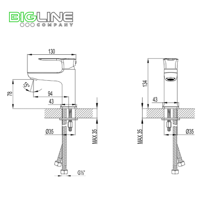 Смеситель LEMARK LM3606C BASIS для умывальника монолитный, хром