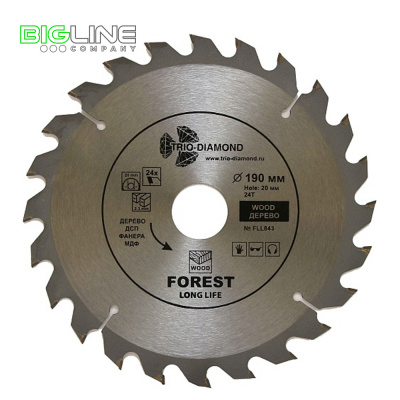 Диск Trio Diamond пильный по дереву d190*20*24T (50)