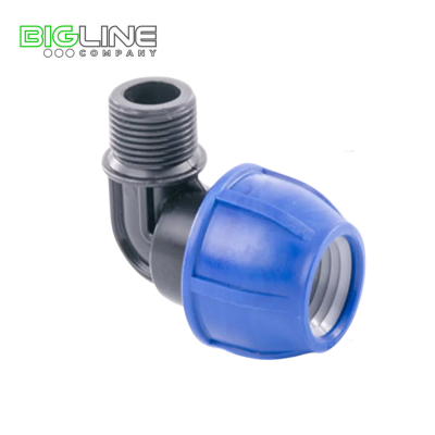 Отвод компрессионный наруж.резьба 25*1/2 PN 16 ПЭ/РТП (120)