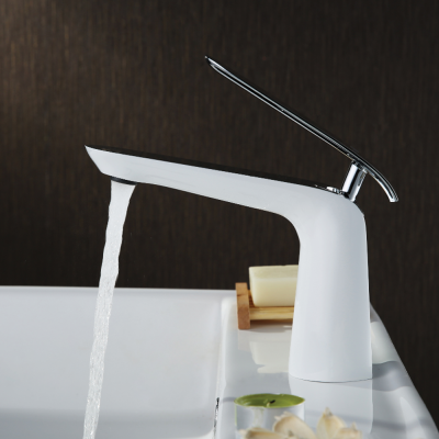 Смеситель LEMARK LM4906CW Melange для умывальника монолитный, хром/белый