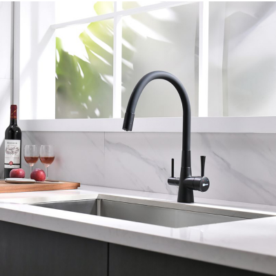 Смеситель LEMARK LM3075BL Comfort для кухни с гибким изливом,с подключ.к фильтру пит. воды, чёрный