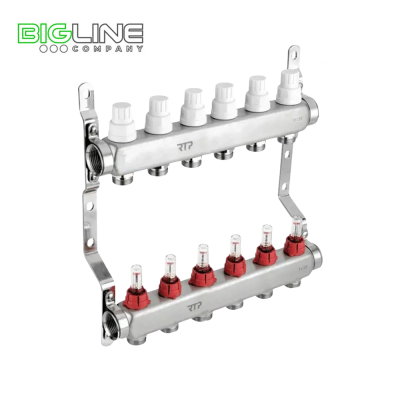 Коллекторная группа с расходомером и кронштейном, 3-4 нерж. сталь 16 вых, РТП
