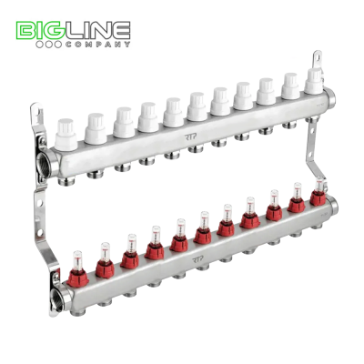 Коллекторная группа с расходомером и кронштейном, 3-4 нерж.сталь 111 вых, РТП