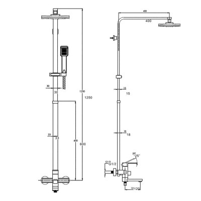 Стойка для душа  ZEGOR PUD16-A045 3 MG