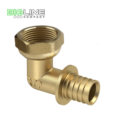 Угольник с накидной гайкой аксиальный латунь 1612 желтый РТП (10250)