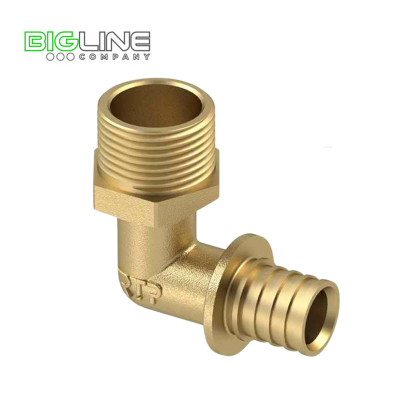 Угольник аксиальный латунь, наружная резьба 1612 желтый РТП (10200)