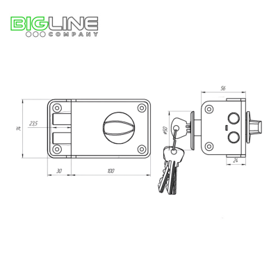 Замок ЗЕНИТ ЗН 1-3 медь накладной цилиндровый (16)1