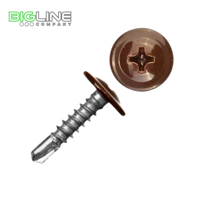 Шуруп с прессшайбой  со сверлом 4,2х16 RAL8017 коричневый