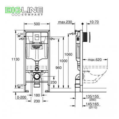 Инсталляция для унитаза подвесного,комплект Grohe rapid SL (хром,квадрат,двойная) 3в1