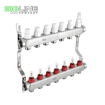Коллекторная группа с расходомером и кронштейном, 3-4 нерж. сталь 17 вых, РТП